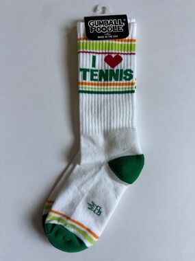 Gumball Poodle "I ♥ Tennis" White Athletic Socks